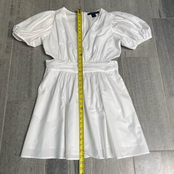 French Connection Rhodes Cutout White Pleated Flare Mini Dress Size 10 - Picture 8 of 11